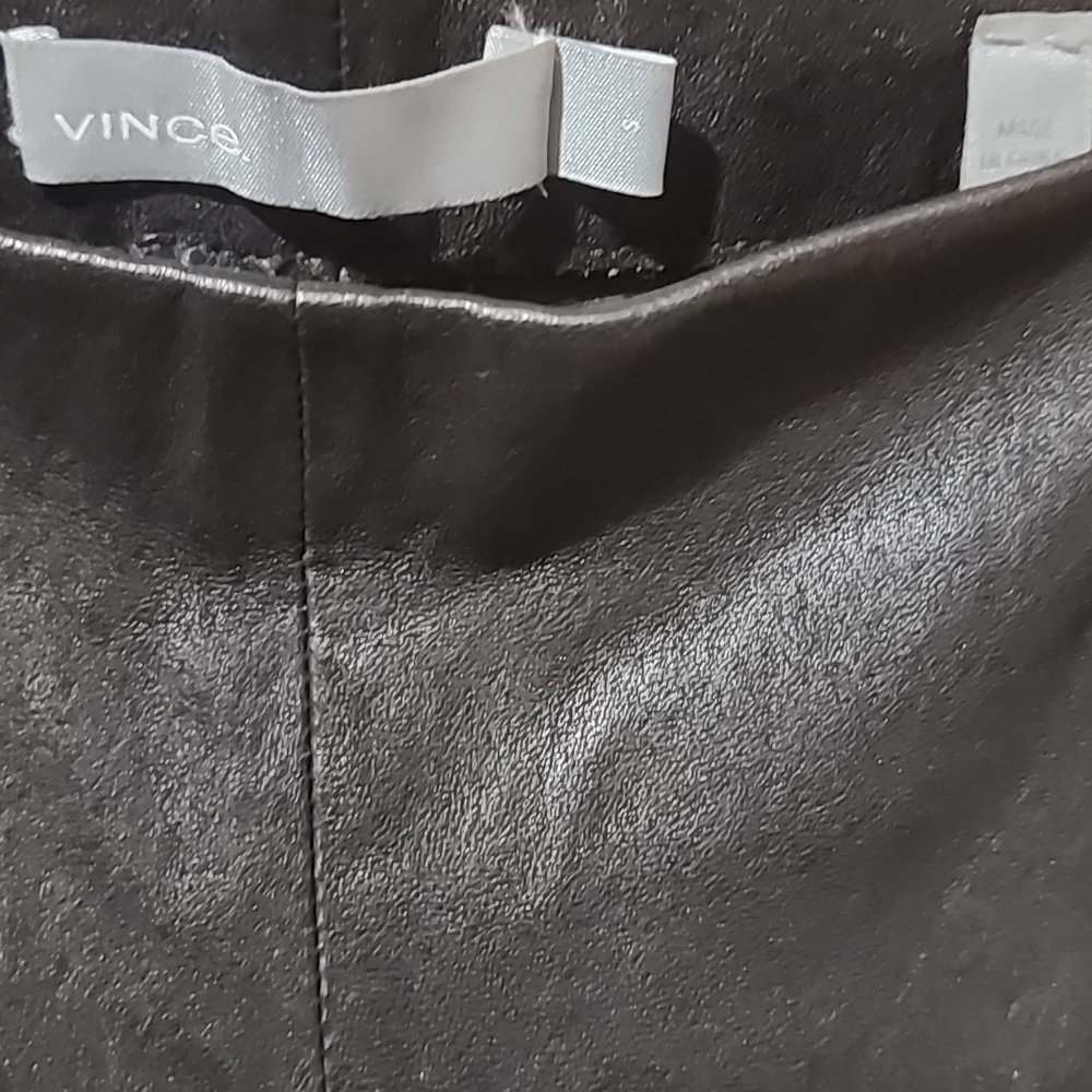 VINCE 100% Lamb Leather Black Pants Straight Leg Size Small - Picture 5 of 8